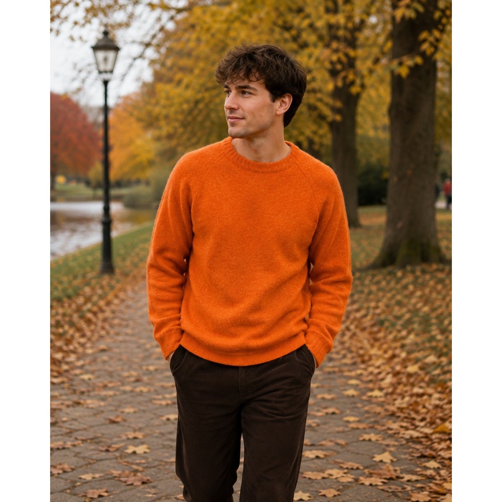 Burton Sweater Mens Large Orange Raglan Crew Neck Knit Pullover